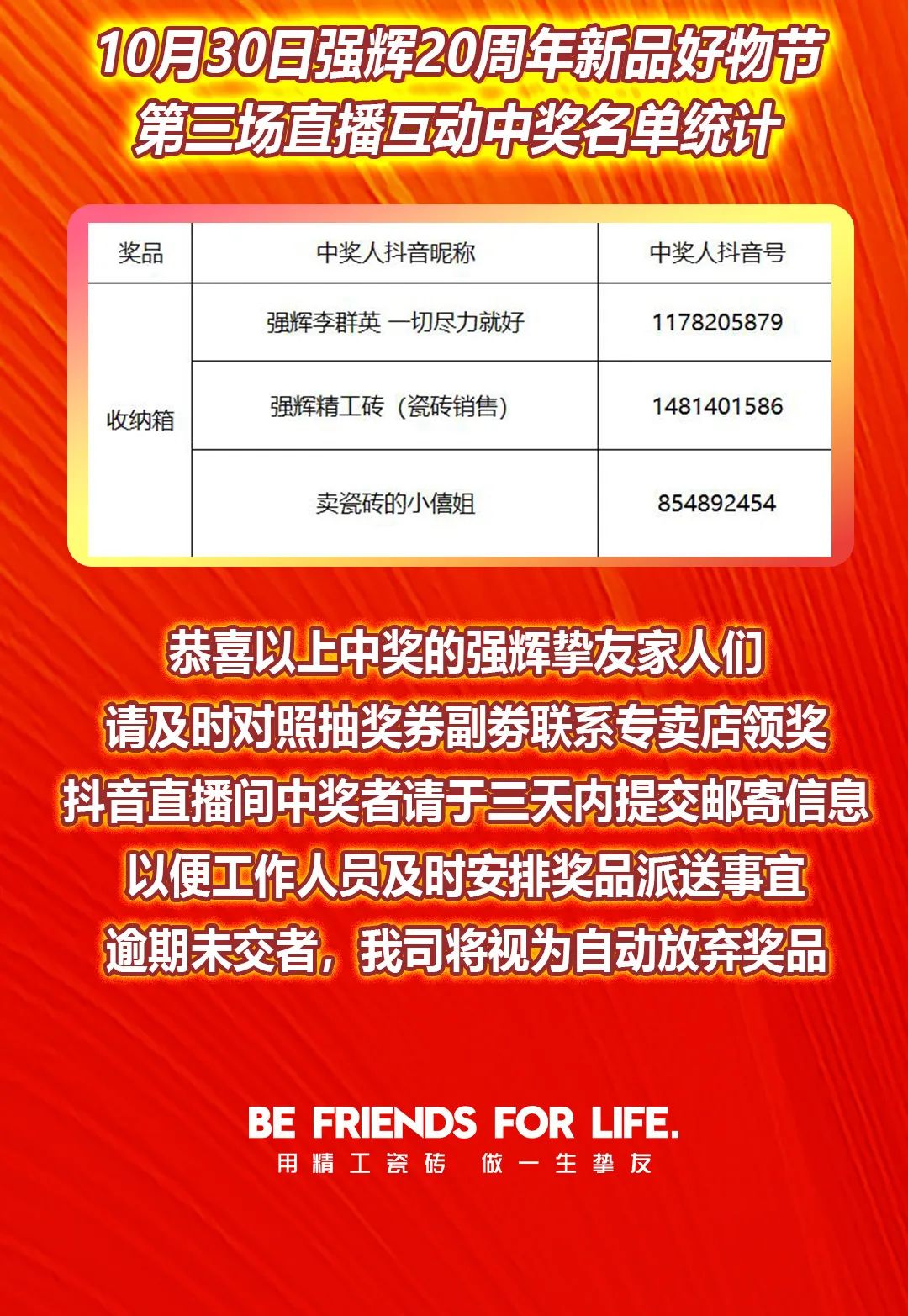 強(qiáng)輝20周年新品好物節(jié)收官直播獲獎名單公布！(圖4)